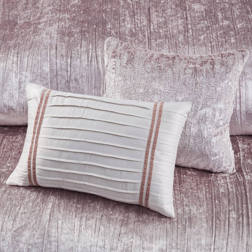 Alt View 2. Gracie Mills - Gracie Mills 5-Piece Solid Crinkle Velvet Comforter Set - Blush.