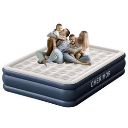 Cherimor - 18" King Air Mattress, Built-In Pump, Raised, Auto Inflate, Carrying Case, 1000 lb Capacity - Blue