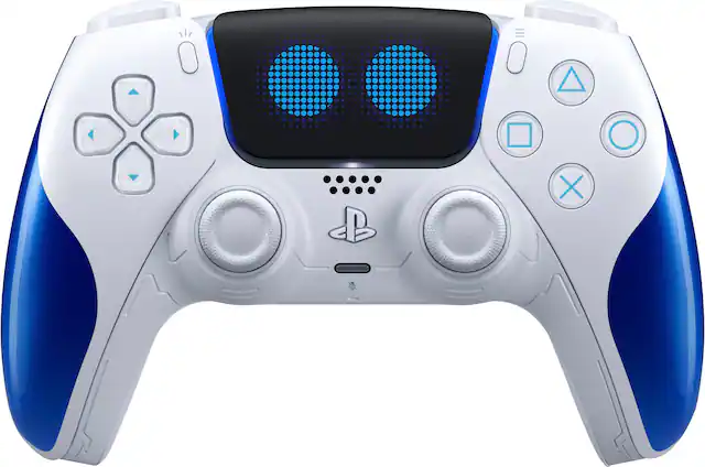 Front. Sony Interactive Entertainment - DualSense Astro Bot LE wireless controller - White, Black, Blue.