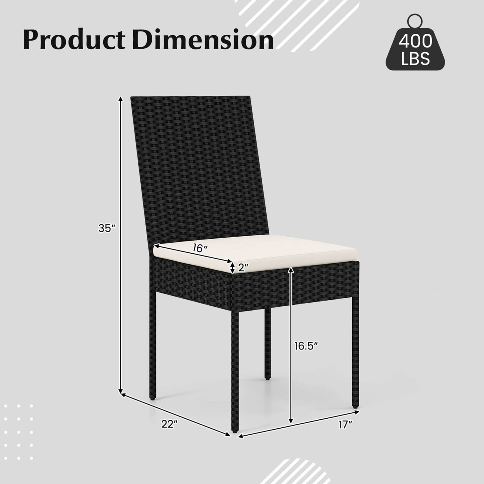 Product Dimension: 400 LBS, 35" x 16" x 2" x 16.5" x 22" x 17"