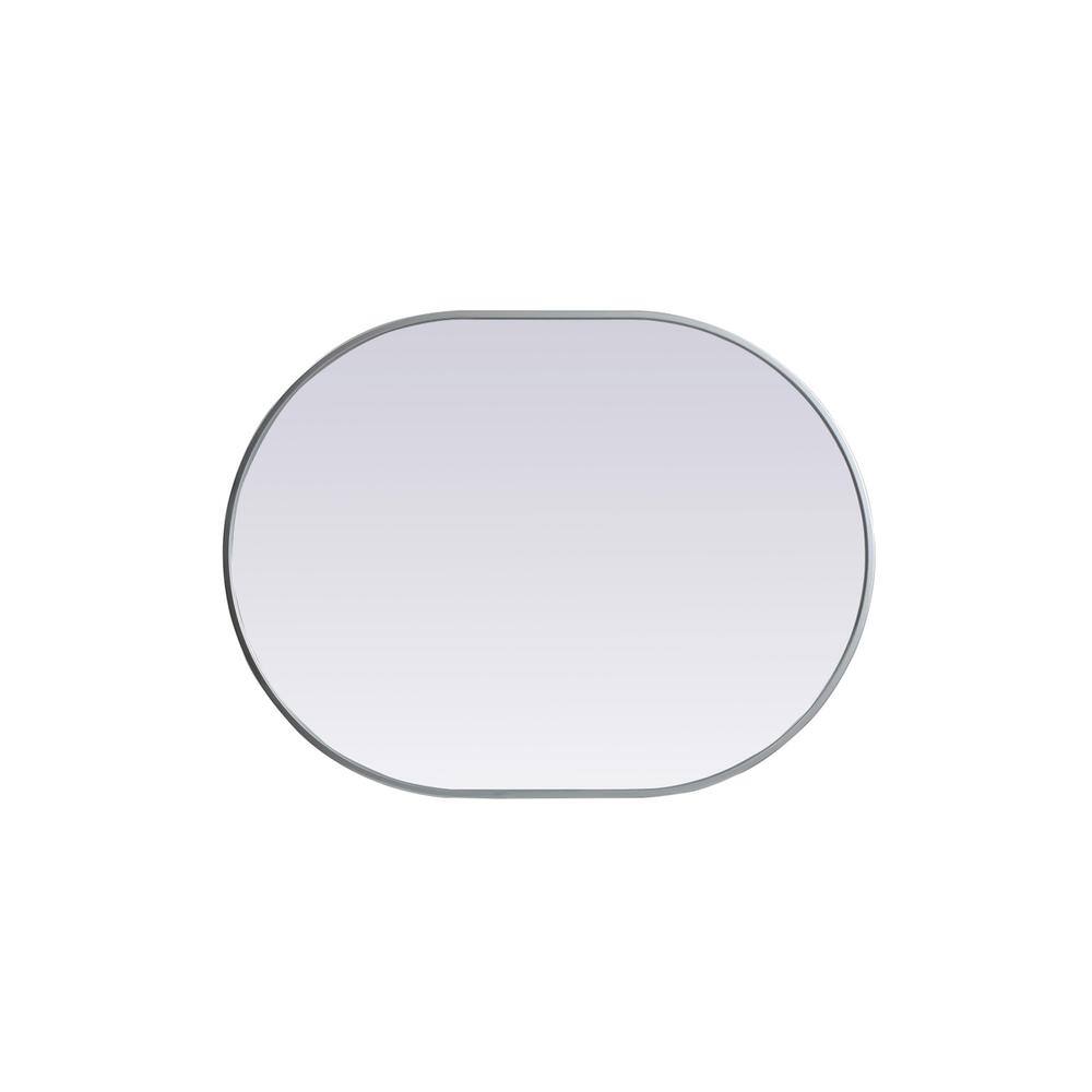 Back. Elegant Decor - Metal Frame Oval Mirror 27x36 Inch in Silver - Silver.