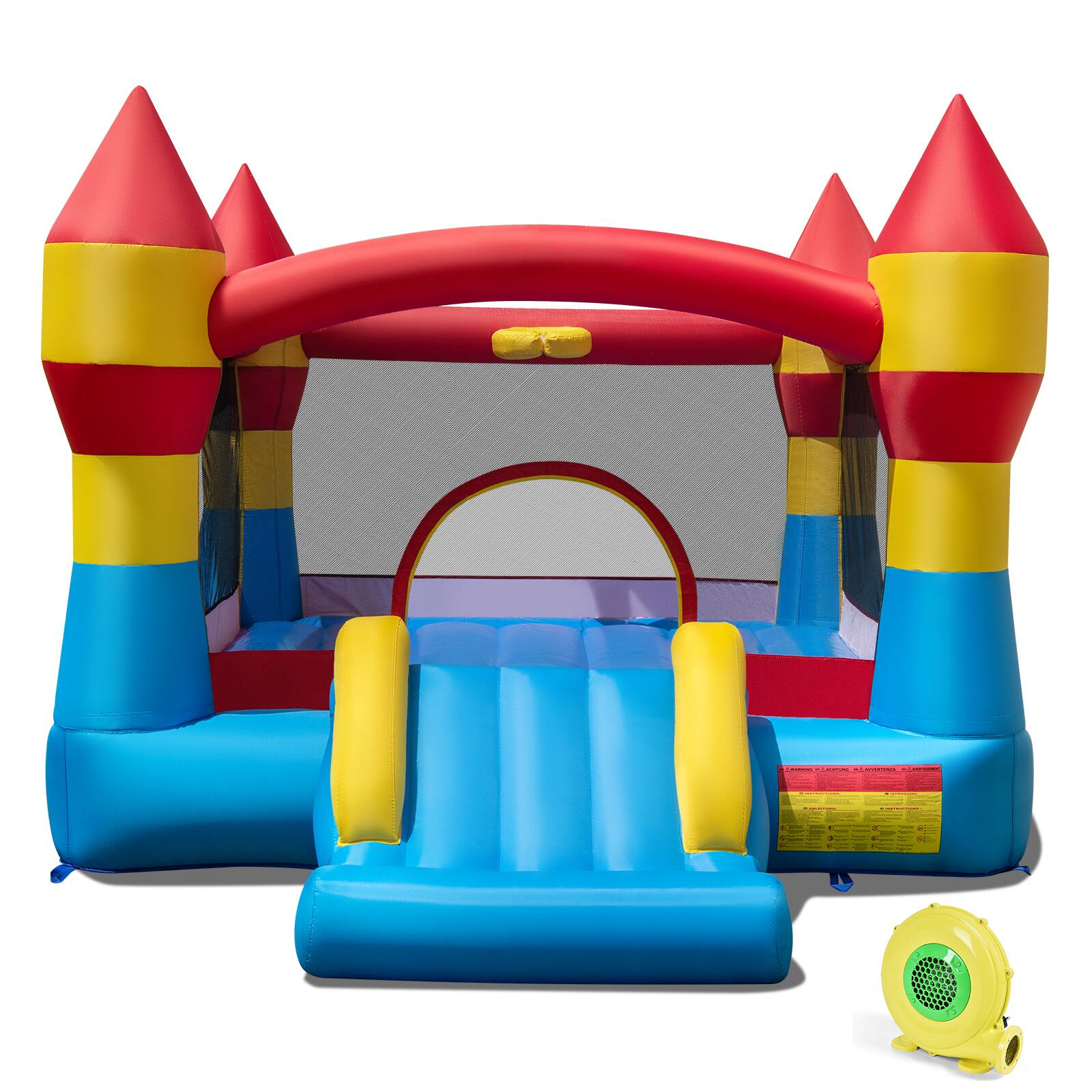 Alt View 8. Gymax - Gymax 3-in-1 Kids Bouncer w/Slide Large Jumping Area & Basketball Hoop w/ 480W Blower - Multicolor.
