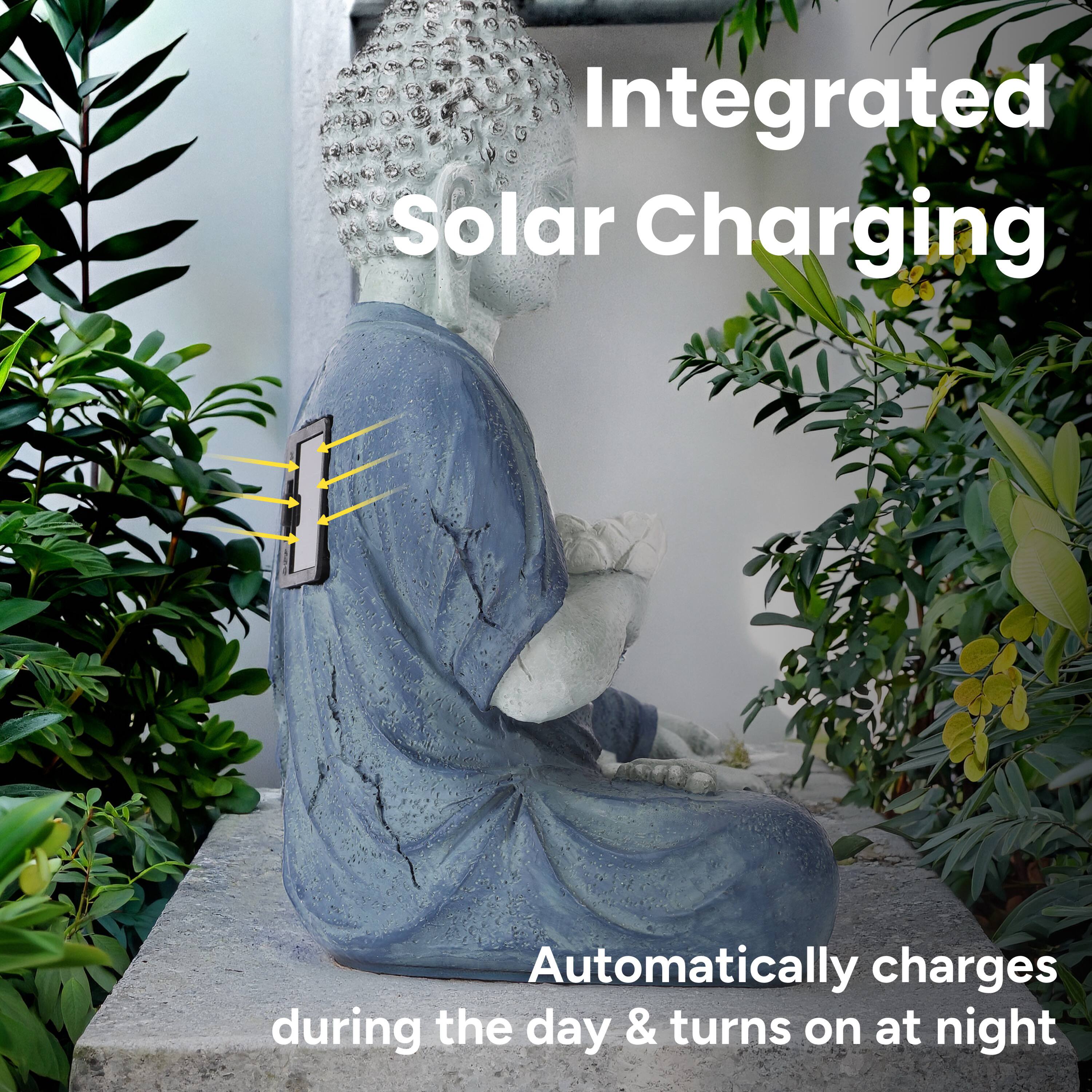 Integrated Solar Charging  
Automatically charges during the day & turns on at night