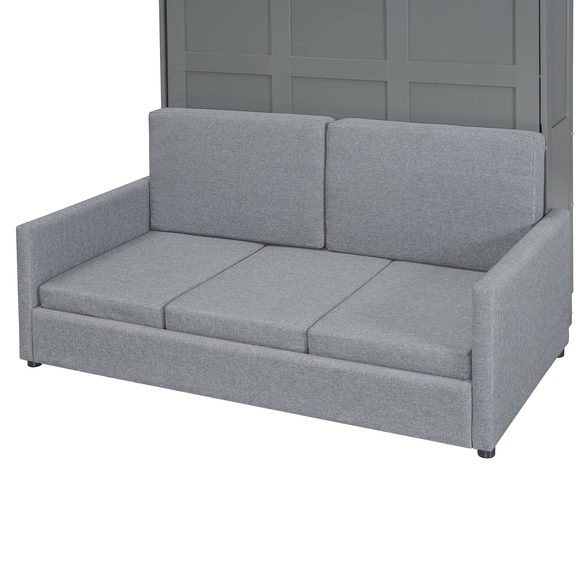 Alt View 5. Tiramisubest - Full Size Gray Murphy Bed Wall Bed, MDF+LVL, 83"L x 66"W x 84"H, 196 lbs, Space-Saving - Gray.