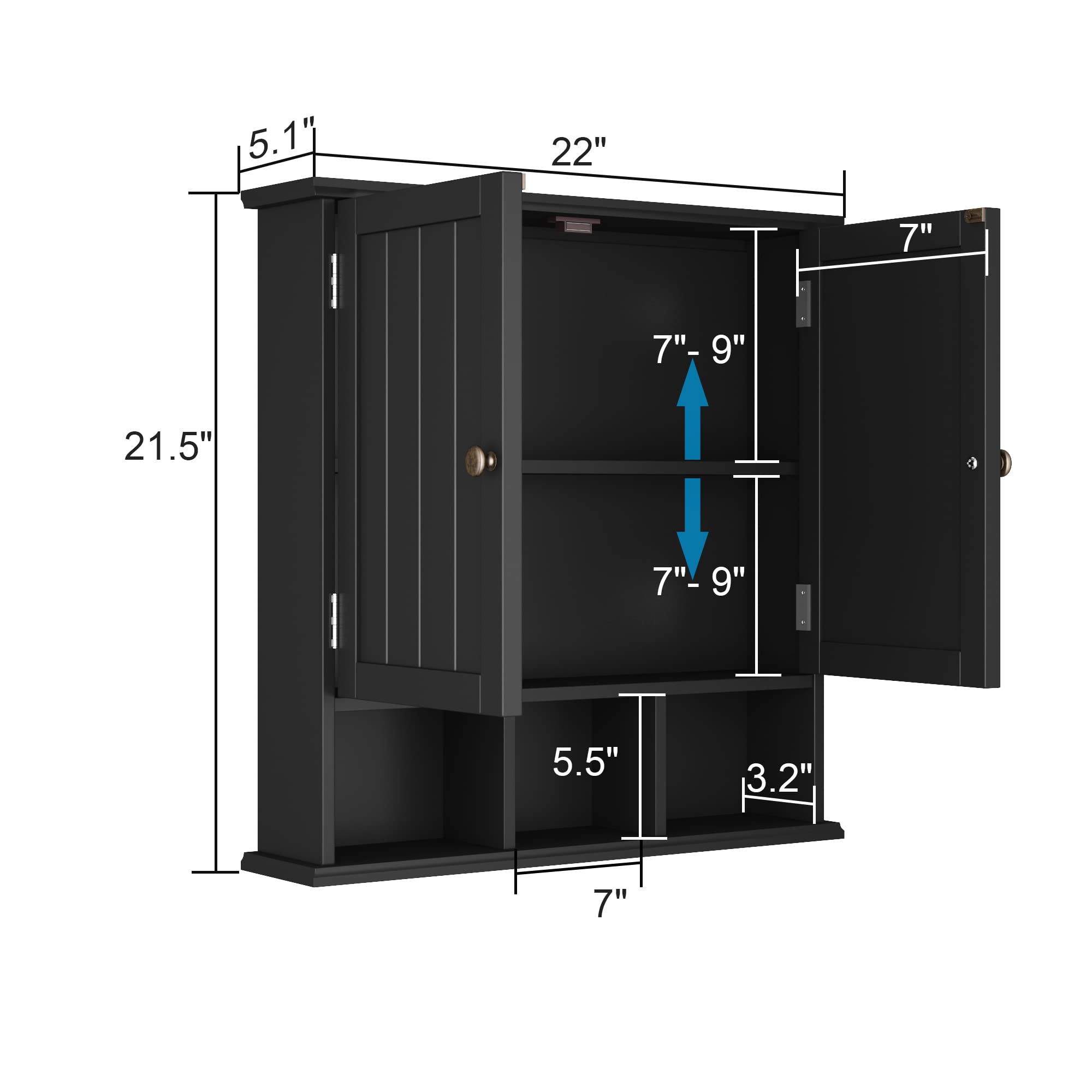 5.1"  
22"  
7"  
7"- 9"  
21.5"  
7"- 9"  
5.5"  
3.2"  
7"