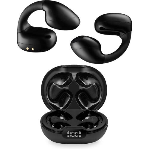 Front. iLive Electronics - iLive Electronics IAEBTO25B Truly Wireless Open-Ear Clip Earbuds, Clear Sound, Comfortable Fit, Bluetooth, Black.