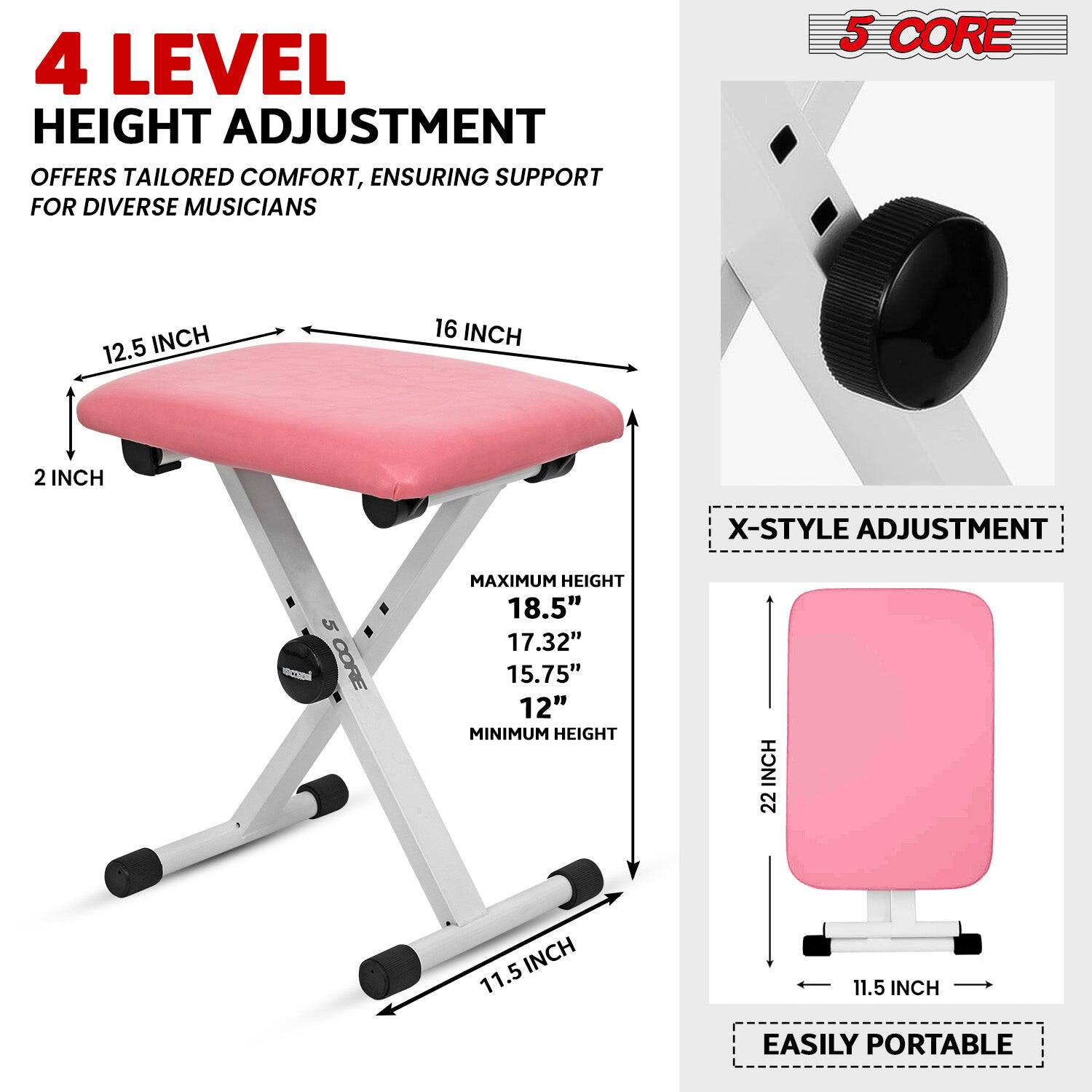 4 LEVEL HEIGHT ADJUSTMENT OFFERS TAILORED COMFORT, ENSURING SUPPORT FOR DIVERSE MUSICIANS
5 CORE
12.5 INCH
16 INCH
2 INCH
X-STYLE ADJUSTMENT
5 CORE
MAXIMUM HEIGHT 18.5" 17.32" 15.75" 12"
MINIMUM HEIGHT INCH
22 INCH
11.5 11.5 INCH
EASILY PORTABLE