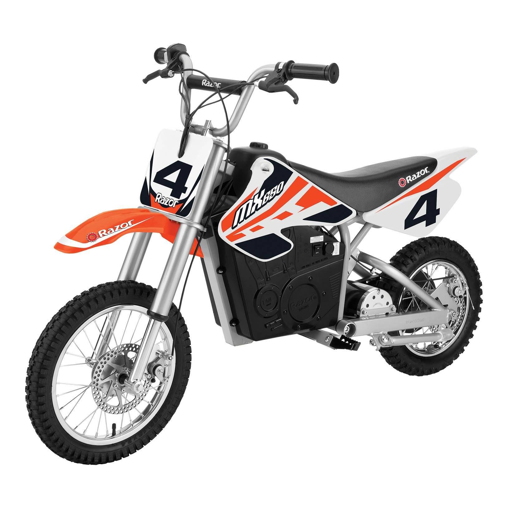 Left. Razor - MX650 Dirt Rocket High-Torque Electric Motocross Dirt Bike (2 Pack) - Orange.