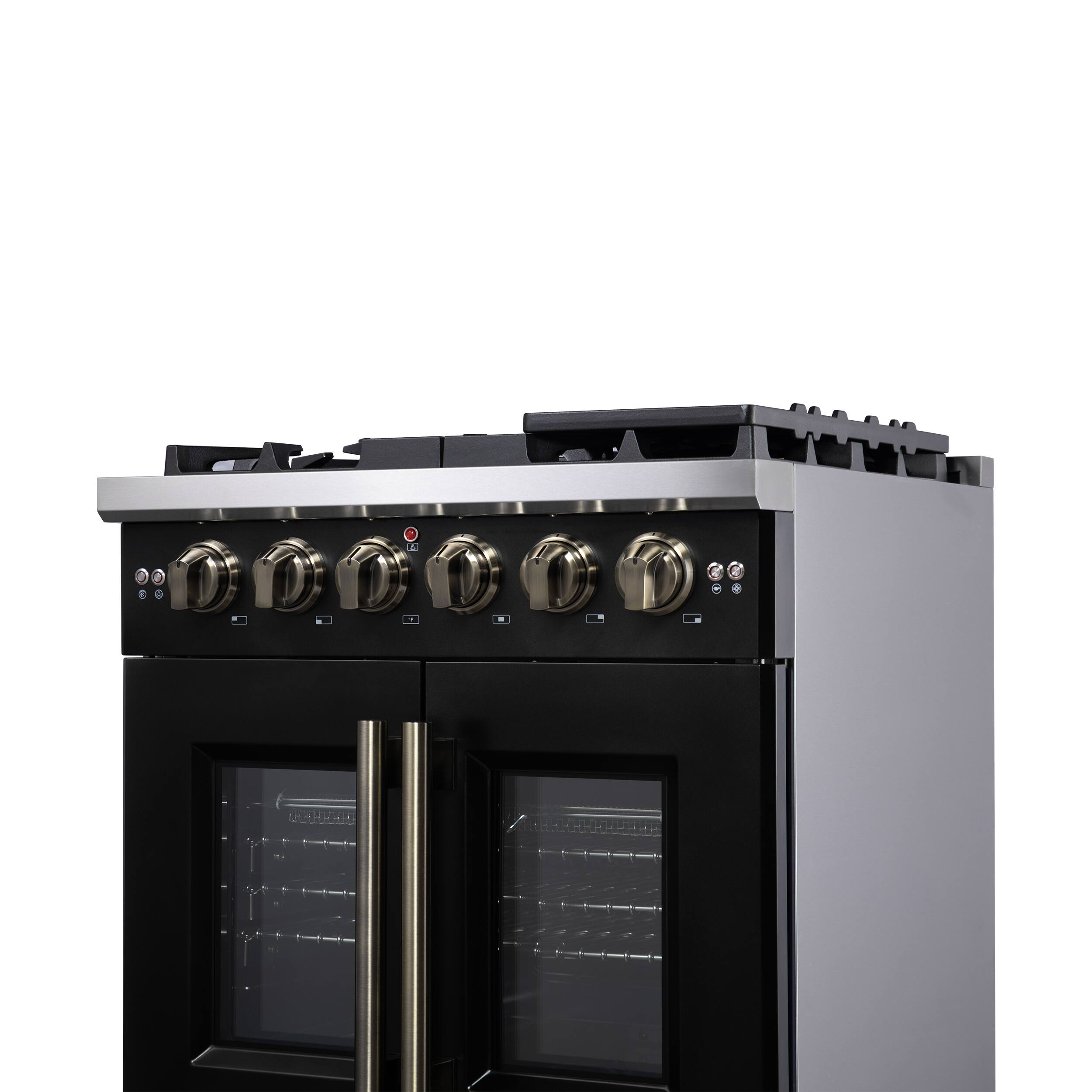 Alt View 11. Forno Appliances - Capriasca 4.32 Cu. Ft. Freestanding Gas Convection Range with French Doors - Black.