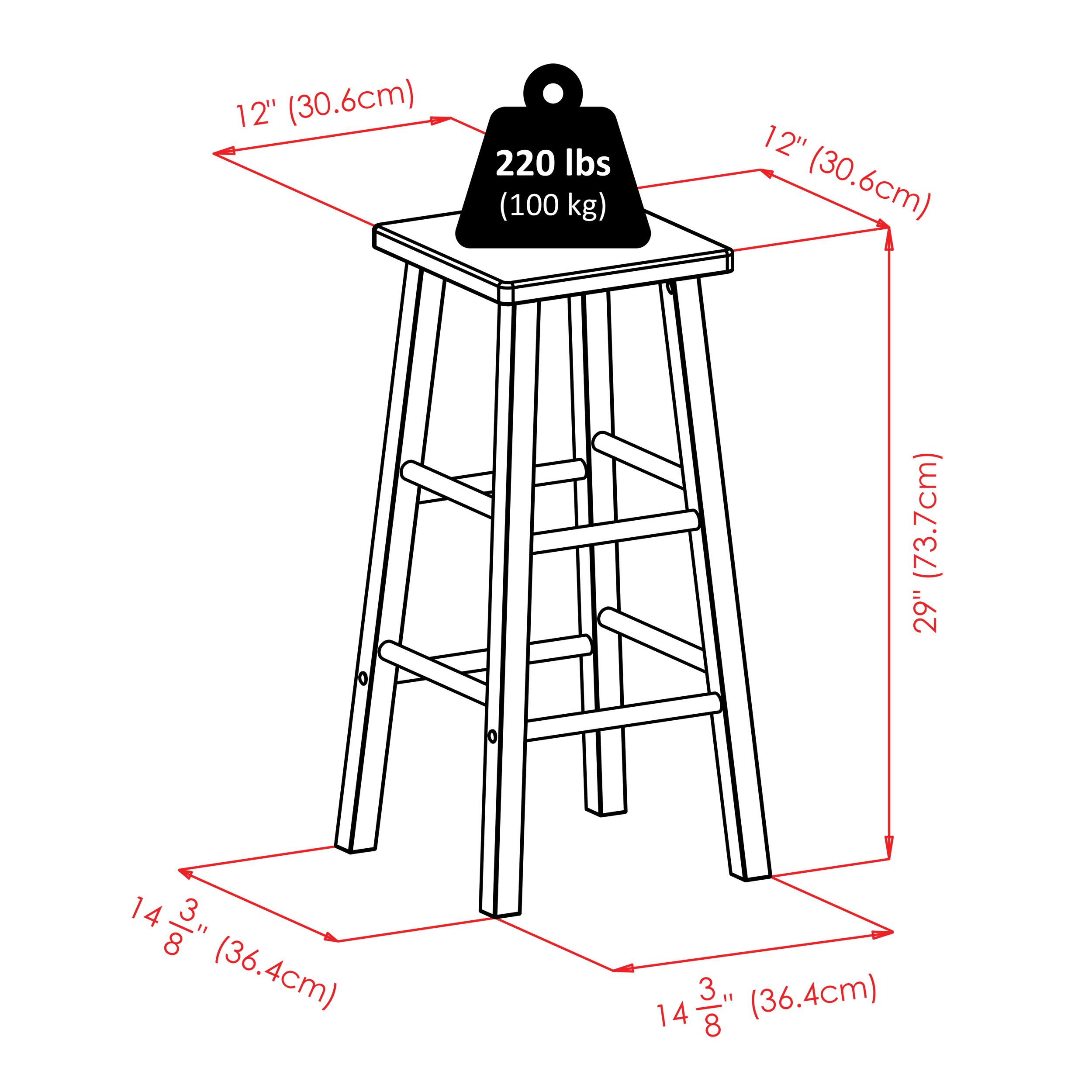 12" (30.6cm)  
220 lbs (100 kg)  
12" (30.6cm)  
(73.7cm)  
29"  
14 3/8" (36.4cm)  
14 3/8" (36.4cm)