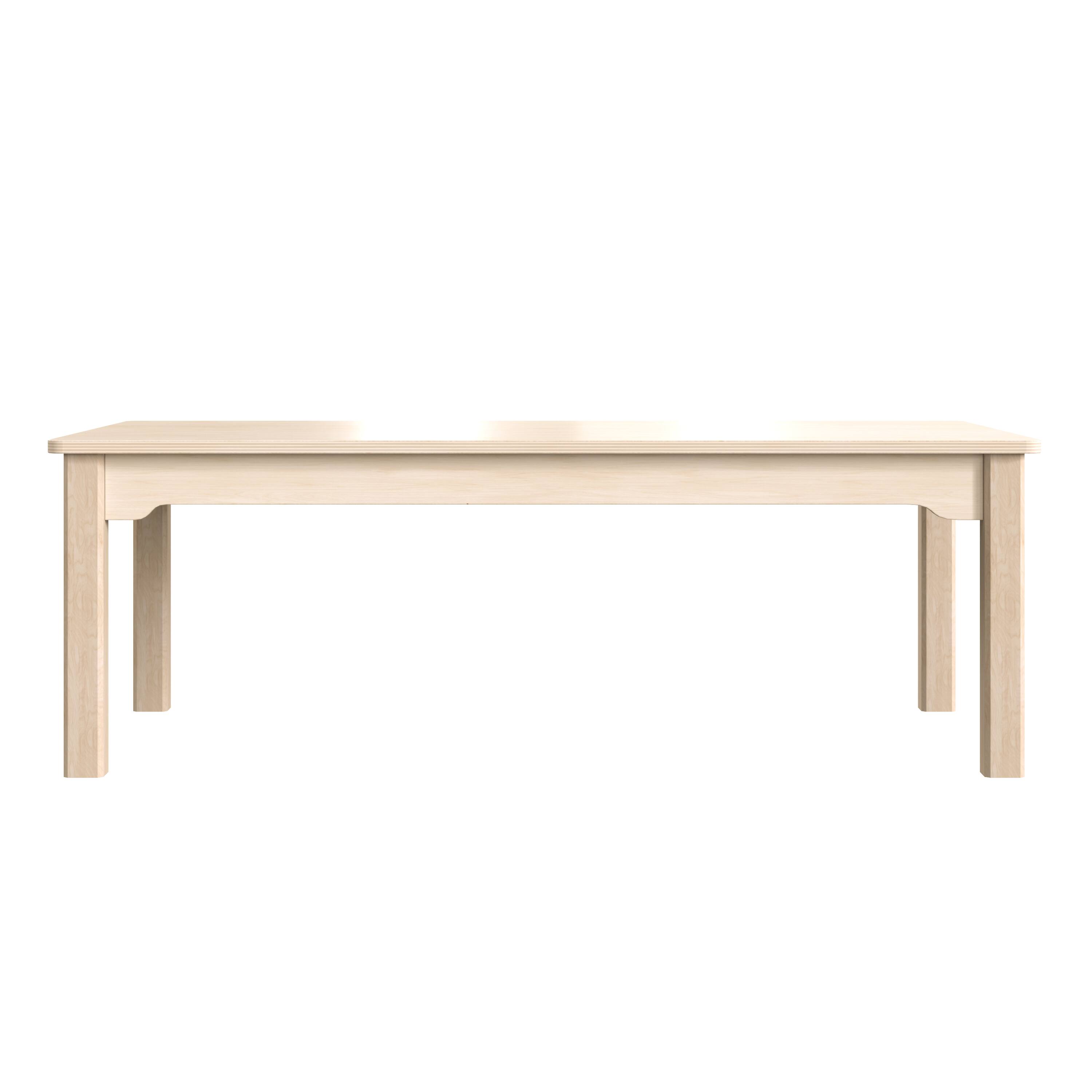 Angle. Flash Furniture - Bright Beginnings Commercial Grade Wooden Rectangular Preschool Classroom Activity Table, (23.5"W x 47.25"D x 14.5"H), B - Natural.