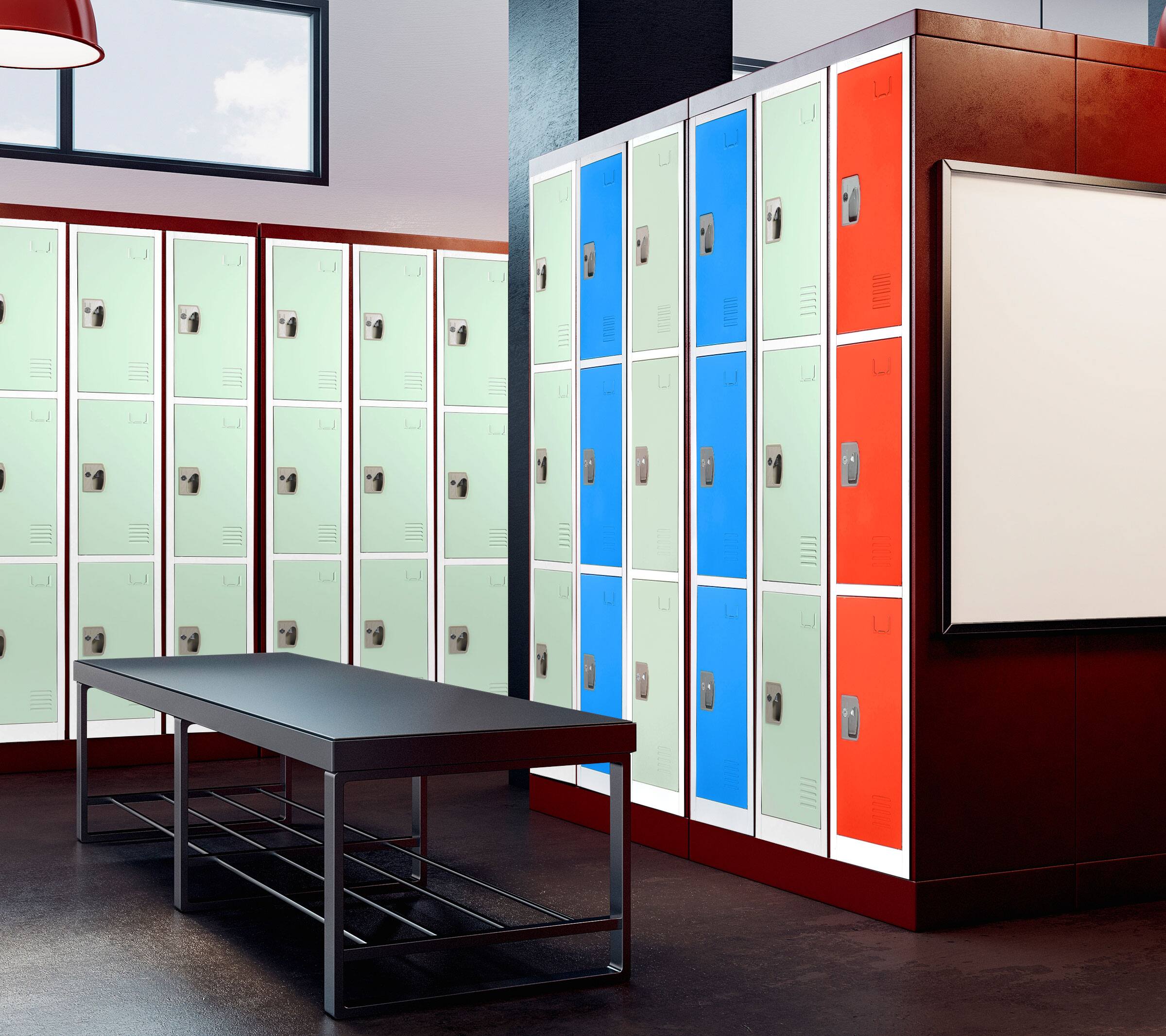 Alt View 4. AdirOffice - Storage Locker 629-Series 72" H 3-Tier Steel Compartment Key Lock Locker with Key Lock - Misty Green.