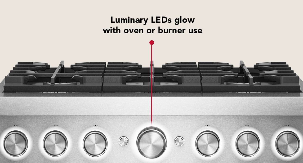 Luminary LEDs glow with oven or burner use
