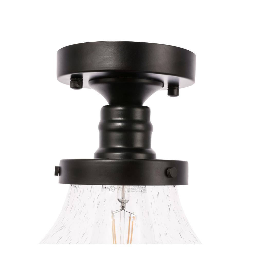 Alt View 2. Living District - Lyle 1 light Black and Clear seeded glass Flush mount - Black And Clear Seeded Glass.