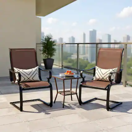 Front. Kadyn - Outdoor Dining Room Chairs, Patio Kitchen Chairs,Set of 2 Patio Chairs with Quick-drying and Breathable Fabric - Brown.