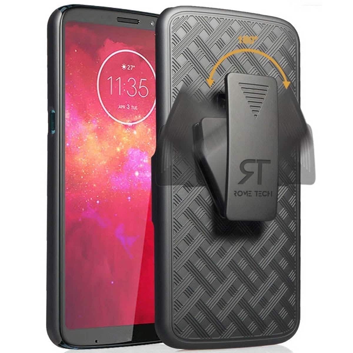 RomeTech - Shell Holster Combo Case for Motorola Moto Z3 - Black