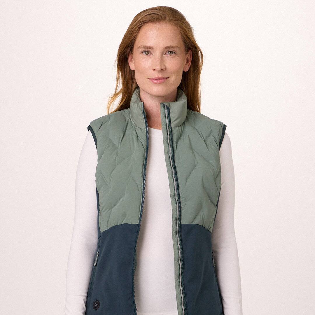 Alt View 4. Mobile Warming - Women's Aria Hybrid Heated Vest - Sage/Olive.