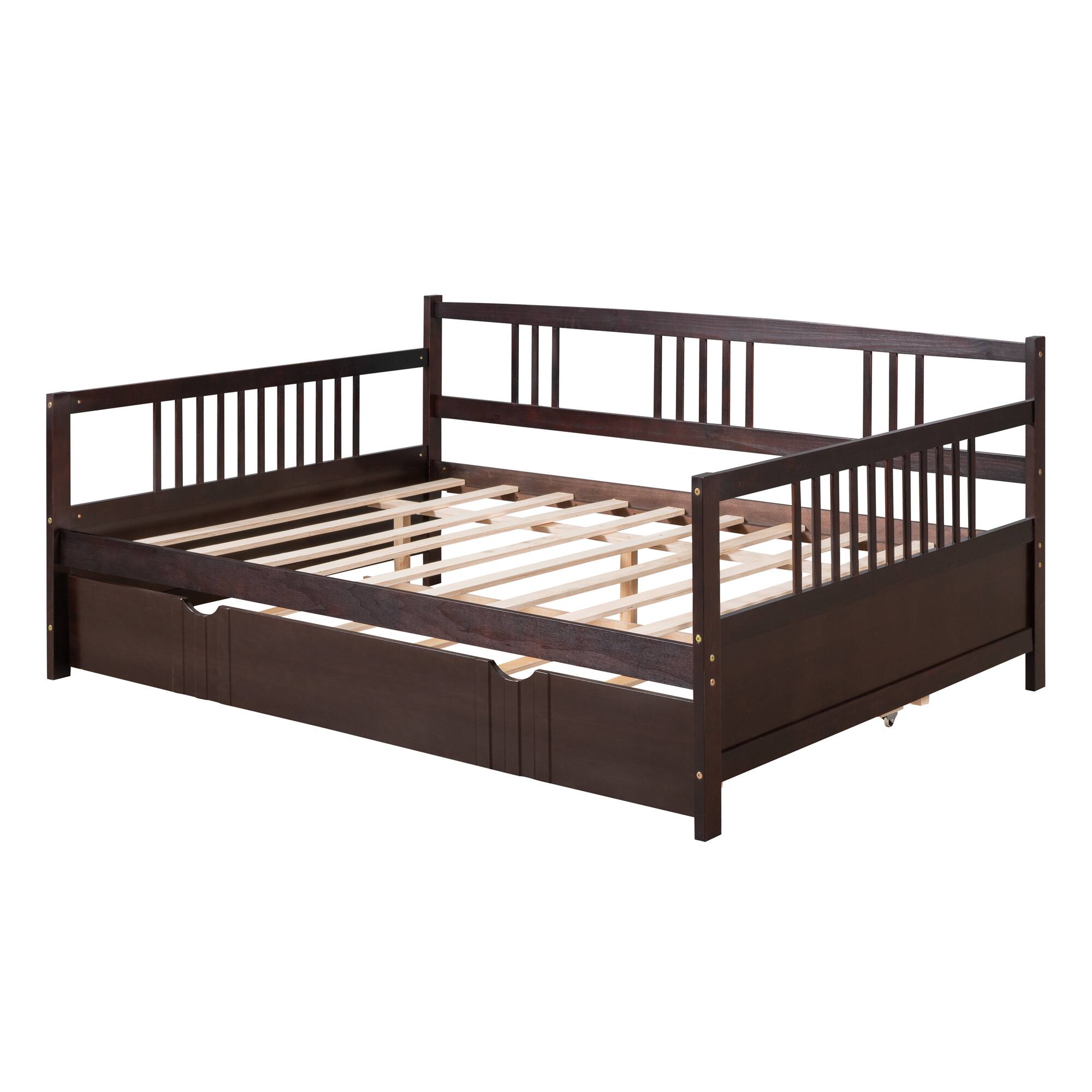 Alt View 1. Tiramisubest - Full Size Daybed Wood Bed with Twin Size Trundle,Espresso - Espresso.