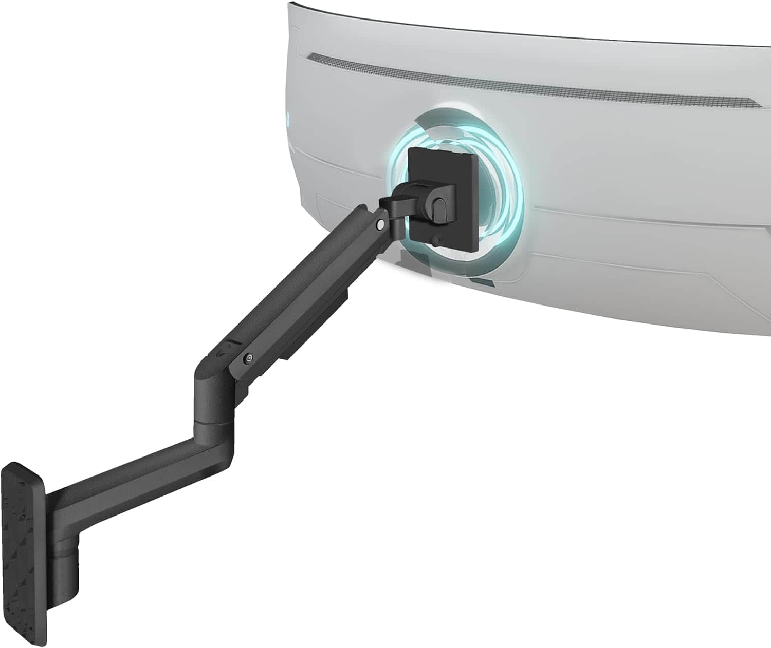 Mount-It! - Mount‑It! Heavy‑Duty Wall Mount Arm for 49″ Curved & Ultrawide Monitors, Gas‑Spring Full Motion, 23.5″ Reach, 44 lb - Black