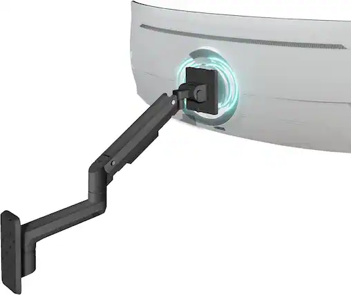 Front. Mount-It! - Mount‑It! Heavy‑Duty Wall Mount Arm for 49″ Curved & Ultrawide Monitors, Gas‑Spring Full Motion, 23.5″ Reach, 44 lb - Black.