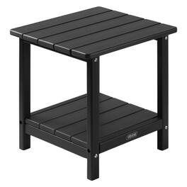 VEVOR - Outdoor Side Table, 17.72W x 14.96D x 17.32H Inch, Double Layer HDPE Outside End Table - Black