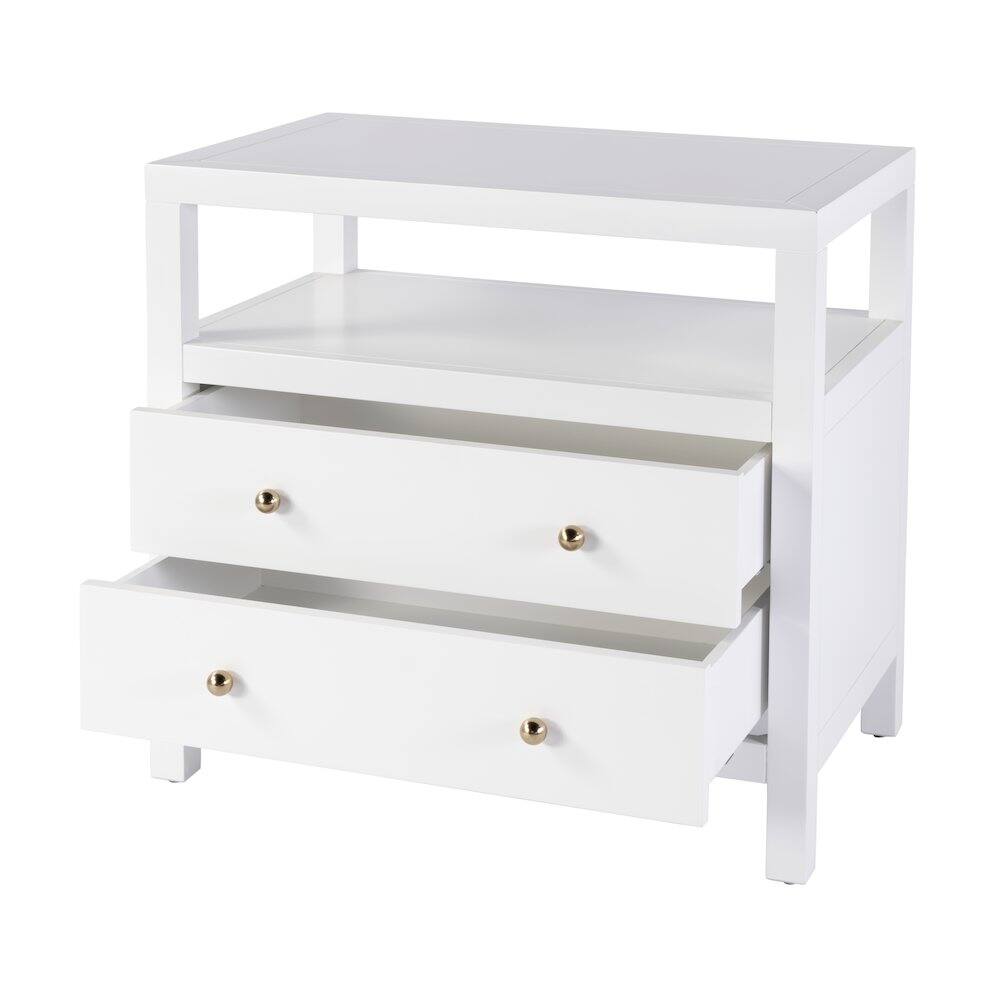 Alt View 2. Butler Specialty - Nora 2-Drawer Wide Nightstand - White.