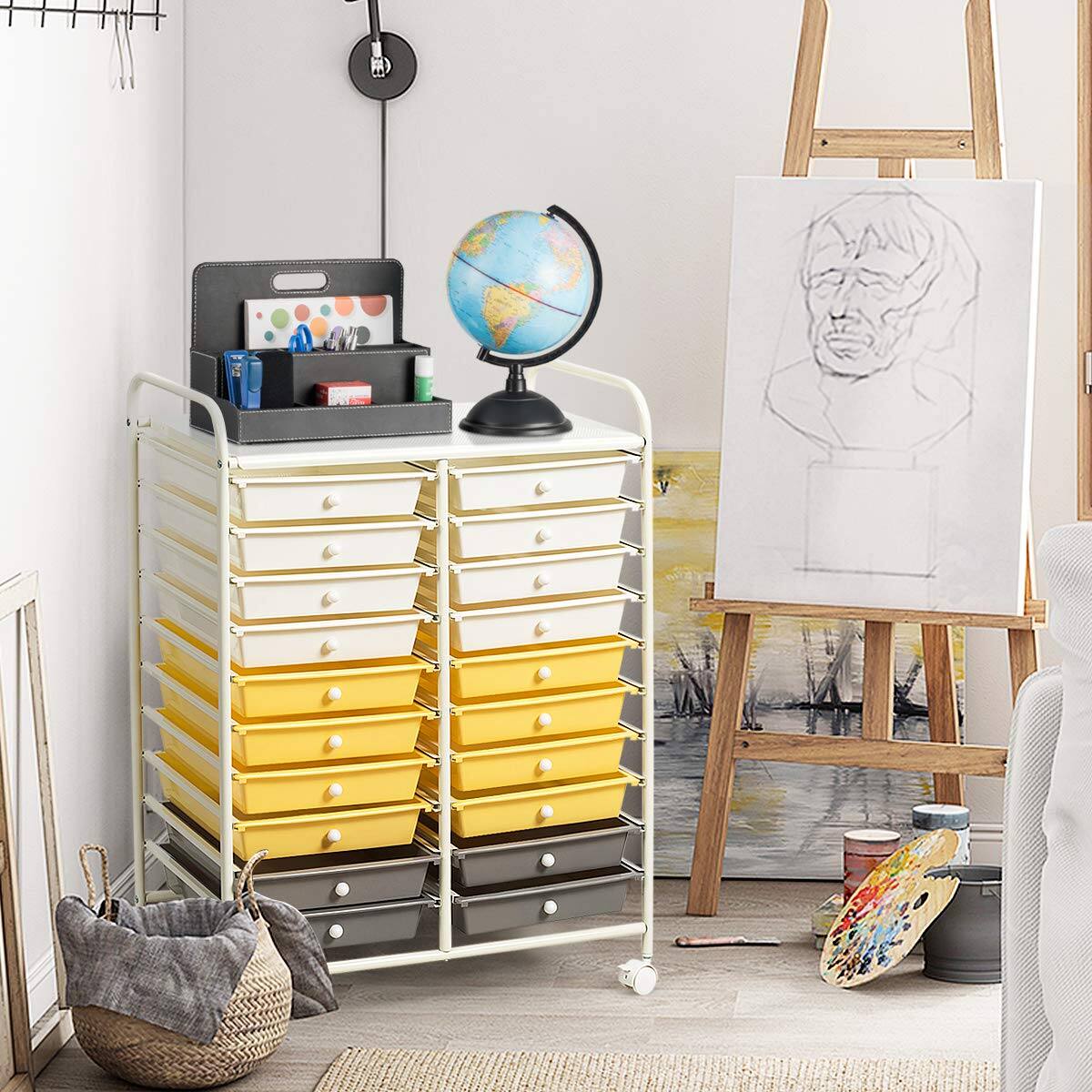 Alt View 1. Ecooso - 20-Drawer Rolling Storage Cart, Studio Craft Organizer with Wheels - Multicolored.