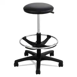 Safco - Extended-Height Lab Stool, Backless, Supports Up to 250 lb, 22" to 32" Seat Height - Black