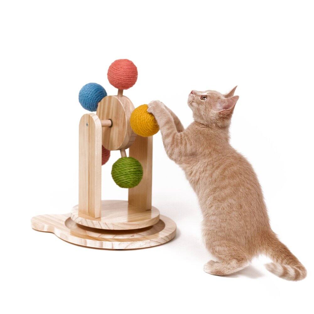 Angle. Armarkat - Pinewood Ferris Wheel Cat Toy  Interactive Play Center - Beige.