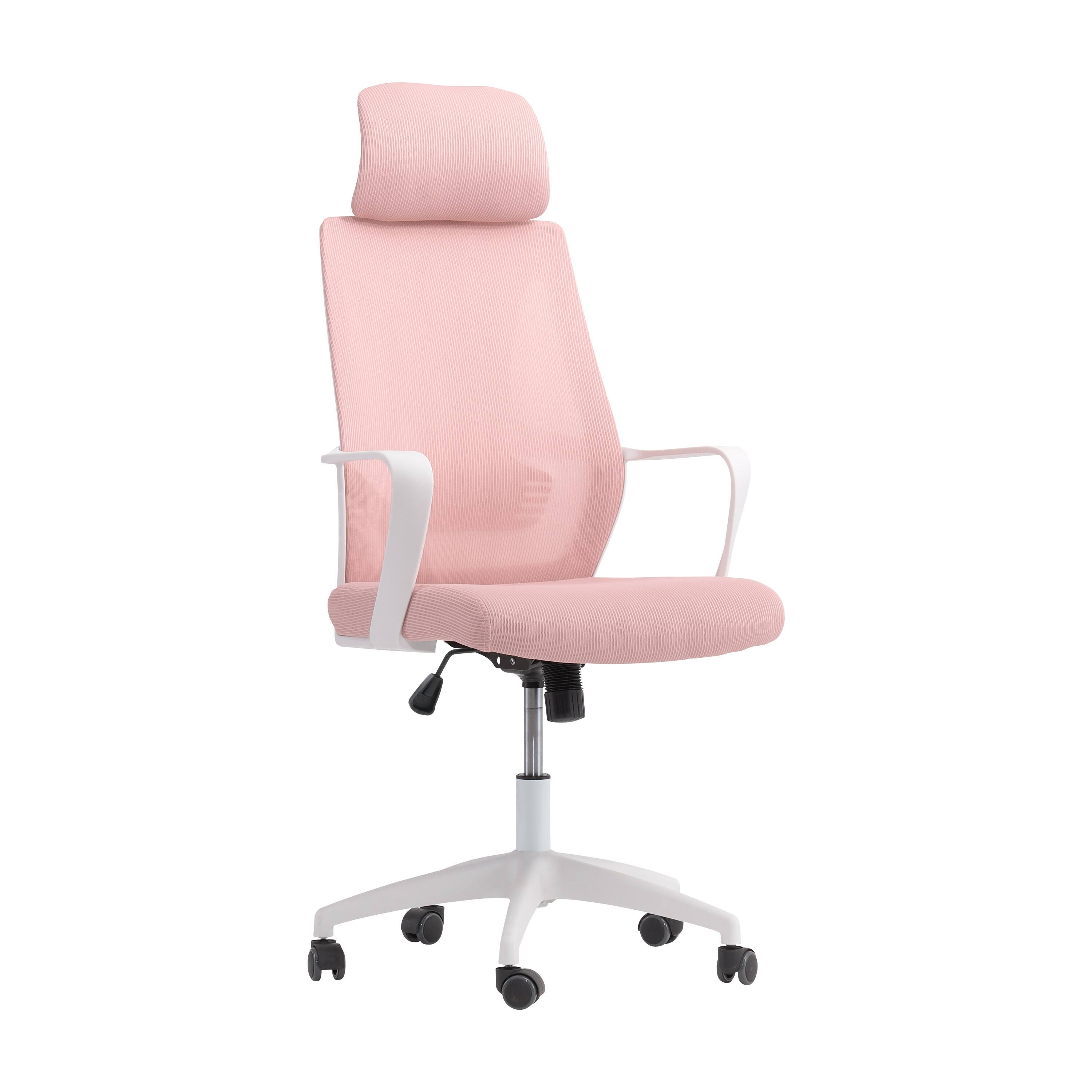 Angle. CorLiving - Workspace Mesh Back Office Chair - Pink and White.