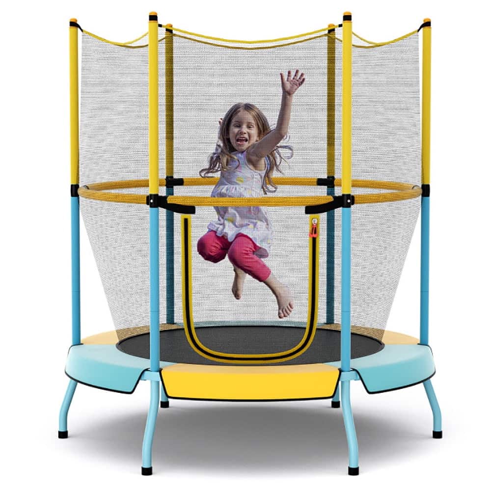 Kadyn - Kids Trampoline, Outdoor Jumper,48" Toddler Trampoline with Safety Enclosure Net-Yellow
