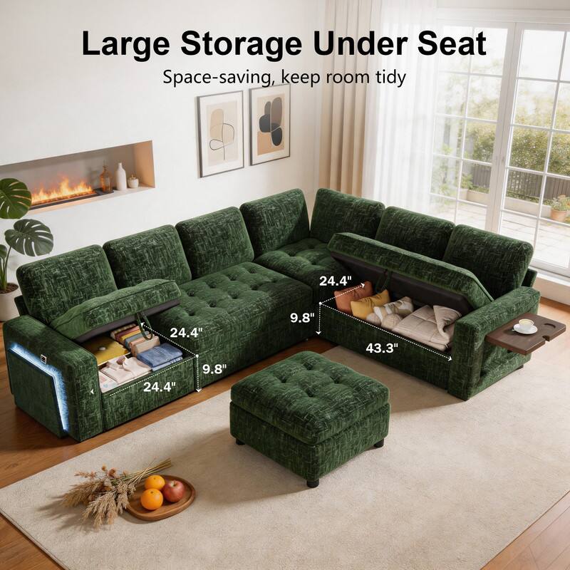 Large Storage Under Seat  
Space-saving, keep room tidy  

24.4"  
24.4"  
9.8"  
43.3"  
24.4"  
9.8"