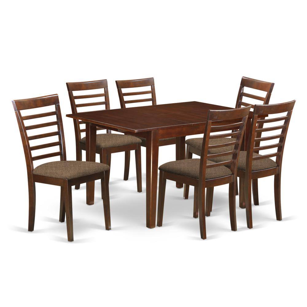 Back. East West Furniture - MILA7-MAH-C 7 Pc Kitchen nook Dining set-breakfast nook and 6 Dining Chairs in Mahogany - Mahogany.