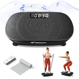 MERACH - Vibration Plate Whole Body Workout Power Exercise Machine Bluetooth, Silicone Pedal Fitness Home Plate Vibration - Black