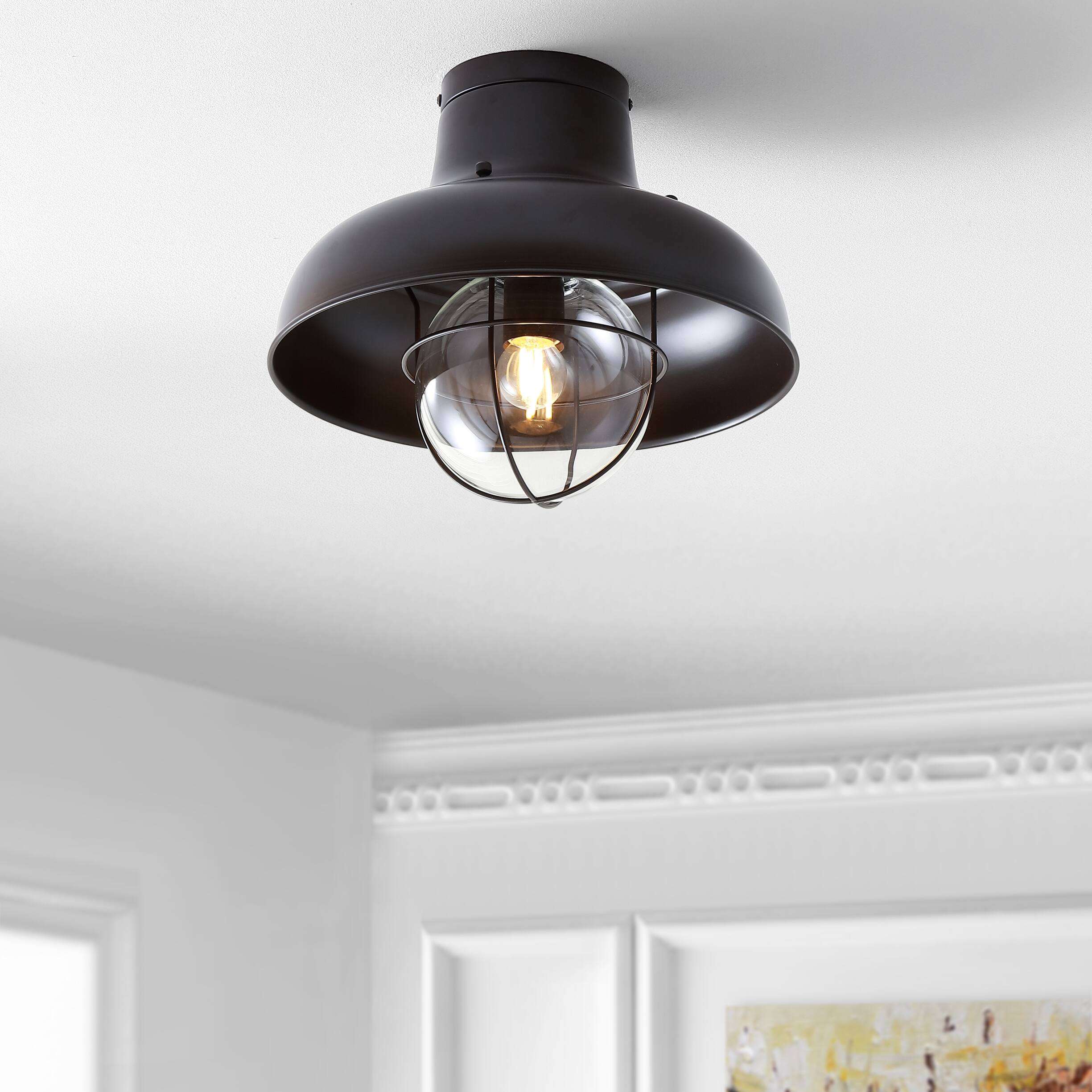 Alt View 1. Jonathan Y - Cameron 13" Metal LED Semi-Flush Mount, Oil Rubbed Bronze - Oil Rubbed Bronze.