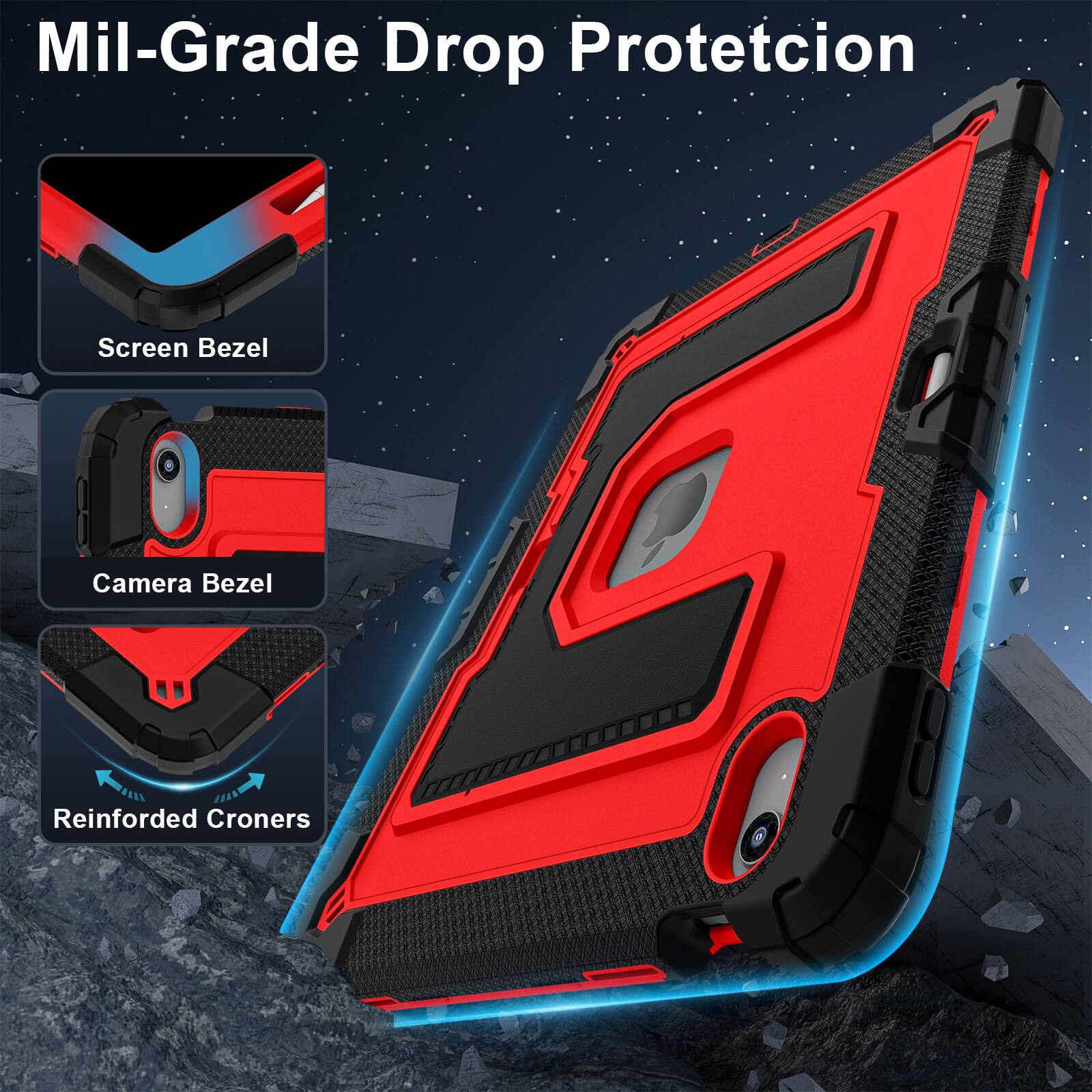 Mil-Grade Drop Protection Screen Bezel Reinforced Camera Bezel Corners