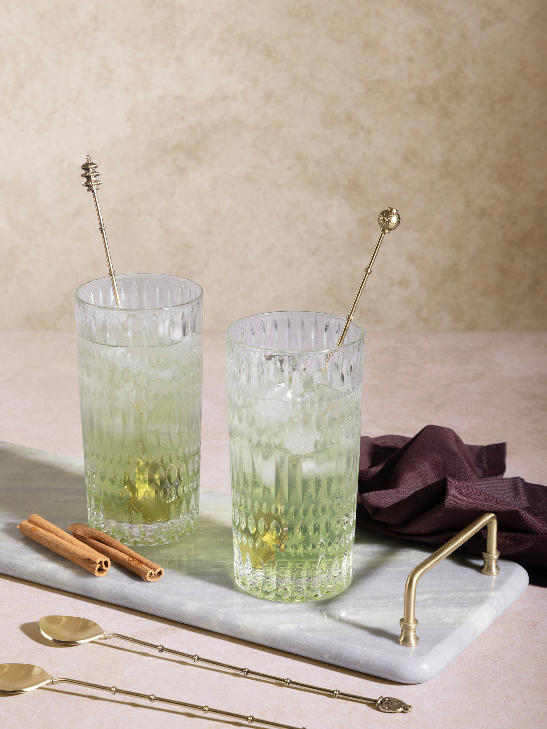 Angle. GAURI KOHLI - Magnolia Cocktail Stirrers - Antique matte gold.