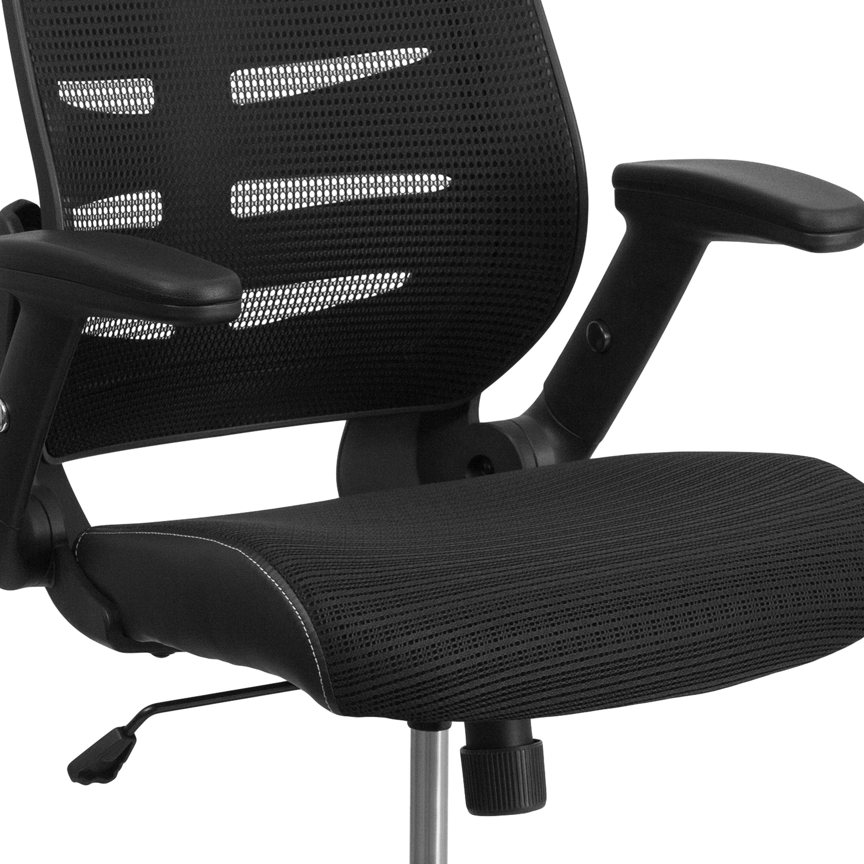 Alt View 9. Emma + Oliver - High Back Designer Mesh Executive Swivel Ergonomic Office Chair with Height Adjustable Flip-Up Arms - Black.