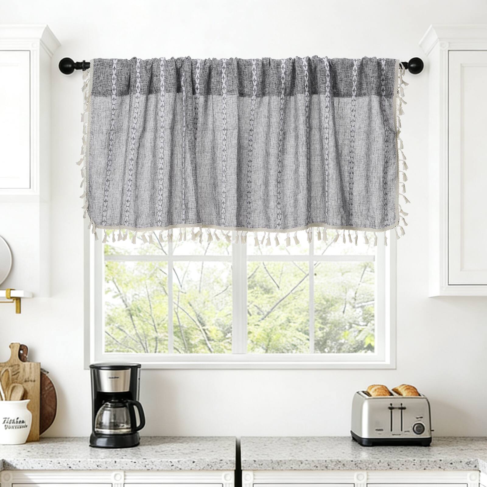 "Unique Bargains - Curtain Valances, 18""x52"" Semi Sheer Rod Pocket for Small Windows Living/Bed/Bath/Kitchen, Set of 1 Panel - Dark Gray" price history on PriceWatchPro