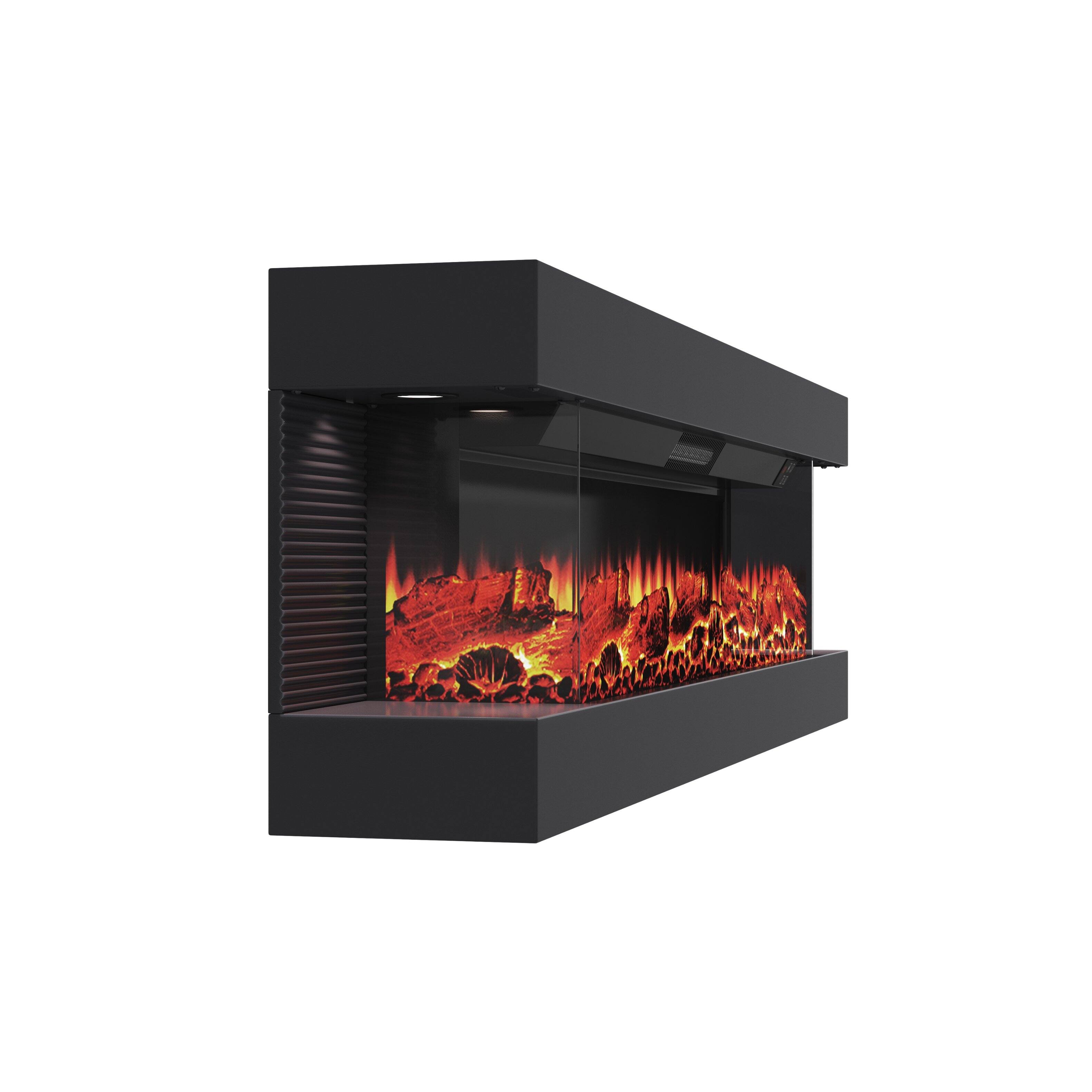 Alt View 6. Mondawe - 60" Electric Fireplace with Hanging LED Mantel and Remote Control - Black.