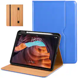 DTTO - Case for iPad 11th Gen 11" 2025 (A16) & 10th Gen 10.9" 2022, Leather Folio Cover with Pencil Holder & Auto Wake/Sleep - Royal Blue