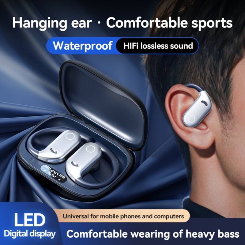 Hanging ear · Comfortable sports  
Waterproof  
HIFI lossless sound  

LED Digital display  
Universal for mobile phones and computers  
Comfortable wearing of heavy bass