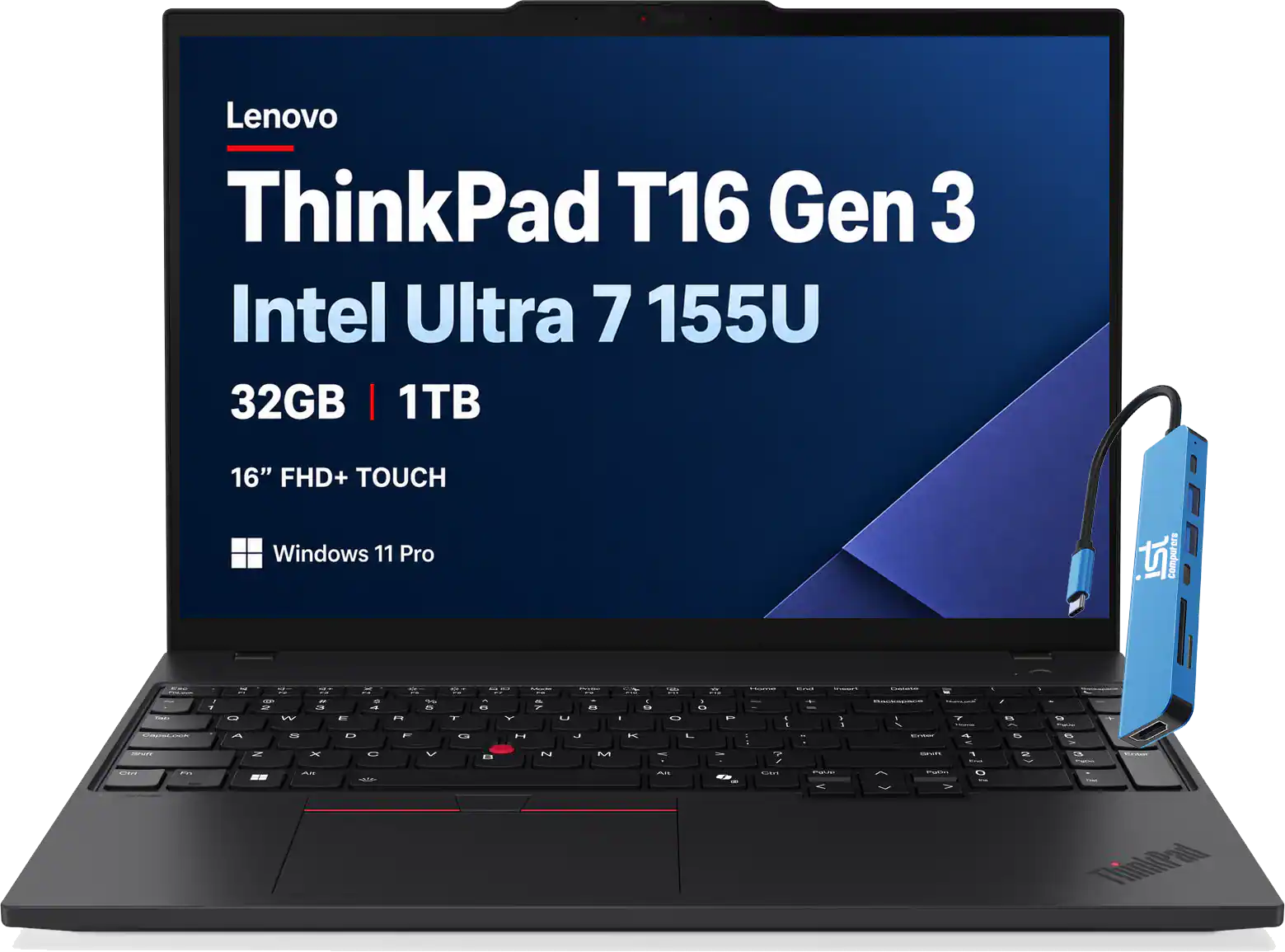 Lenovo - Upgraded - ThinkPad T16 Gen 3 16" FHD+ Touchscreen Laptop - AI PC - Intel Core Ultra 7 - 32GB Memory - 1TB SSD - Windows 11 Pro - Jet Black