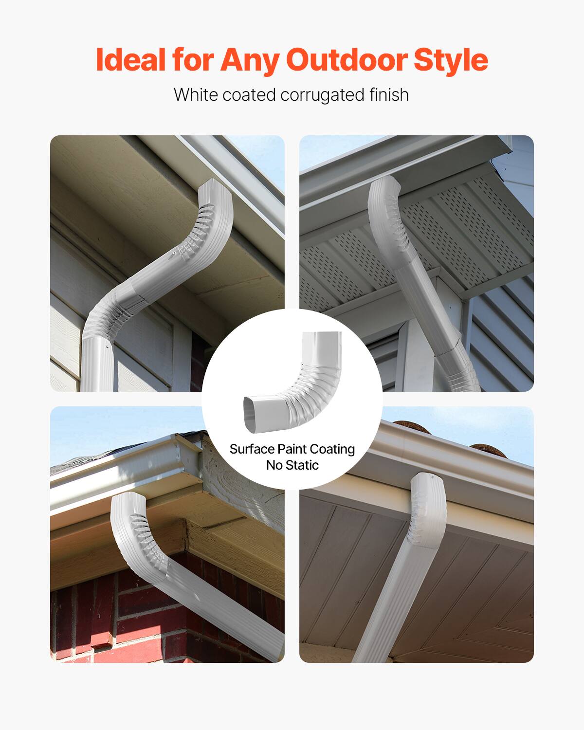 Ideal for Any Outdoor Style
White coated corrugated finish
Surface Paint Coating
No Static