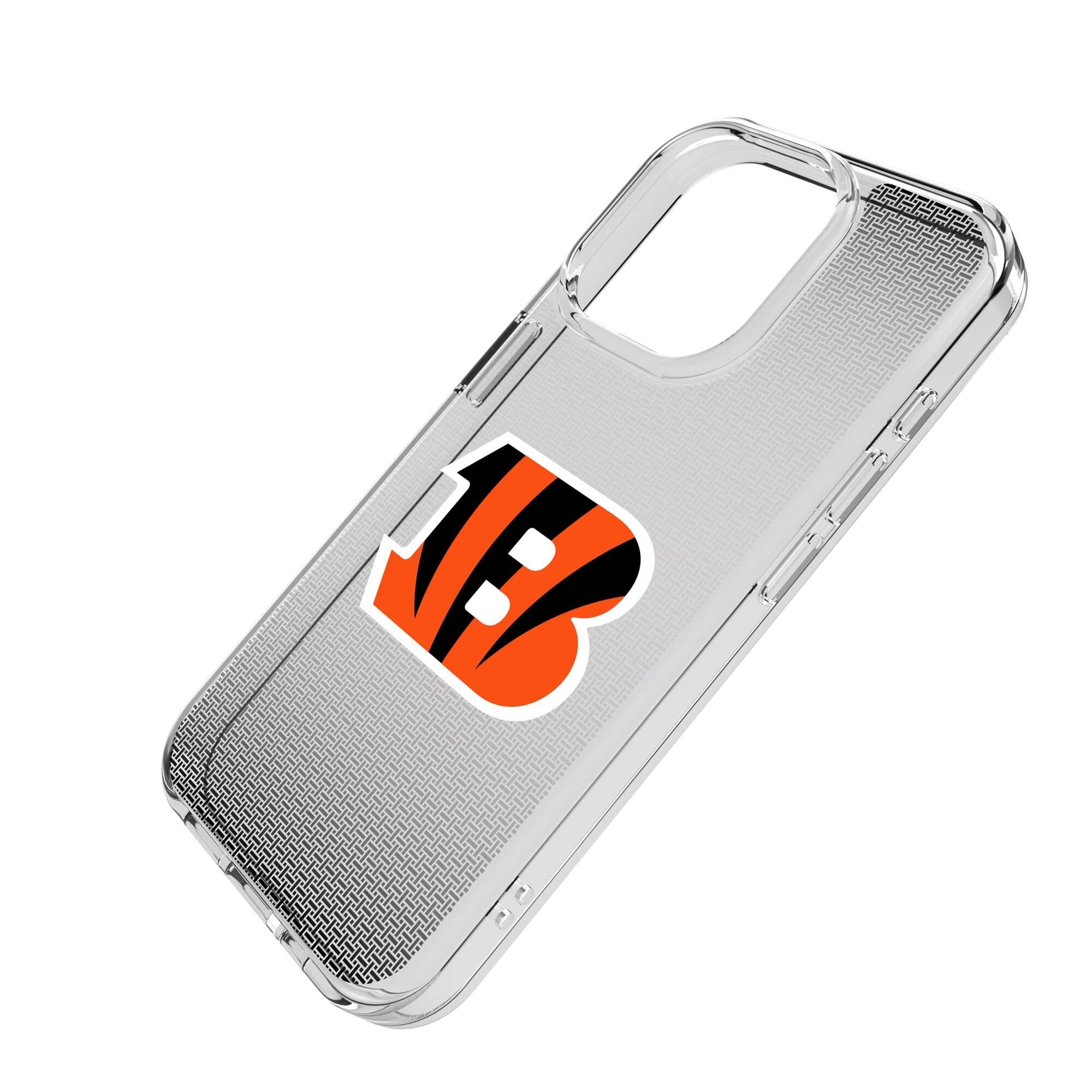 Alt View 1. Keyscaper - Cincinnati Bengals Linen Logo iPhone Clear Case - 13 Pro Max - Multicolor.