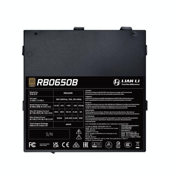 Lian Li RB650 80 Plus Bronze Non Modular ATX 650 Watt Power Supply