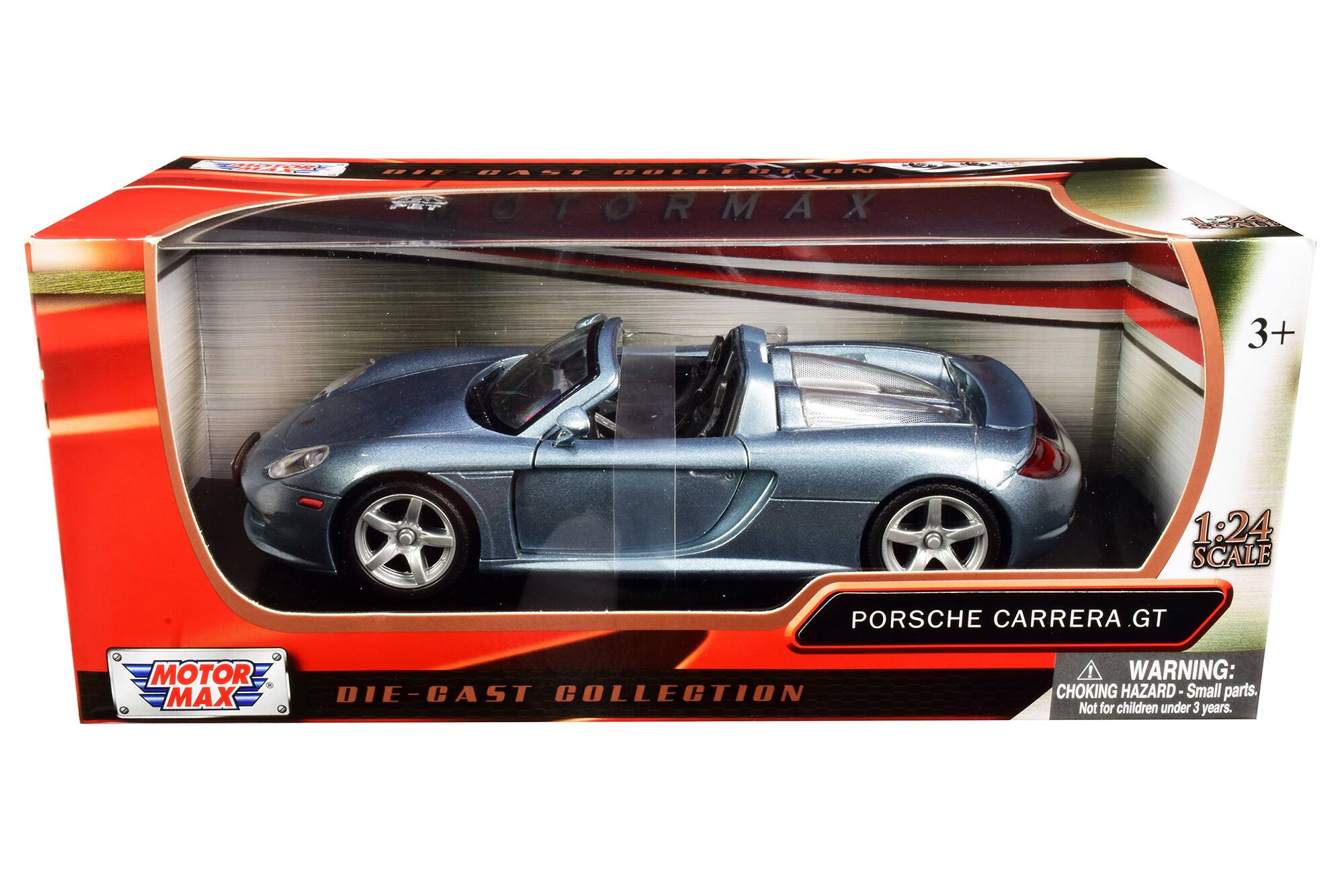 MOTOR MAX  
DIE-CAST COLLECTION  

1:24 SCALE  

PORSCHE CARRERA GT  

WARNING: CHOKING HAZARD - Small parts. Not for children under 3 years.  

3+