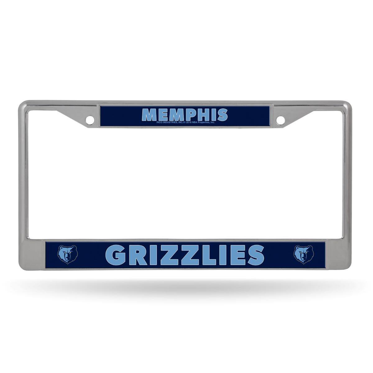 Rico Industries - Memphis Grizzlies NBA Chrome Metal License Plate Frame - Multi