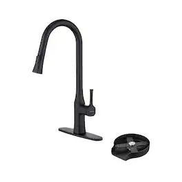 2-Spray Patterns Single Handle Pull Down Sprayer Kitchen Faucet with Deckplate Included and Glass Rinser