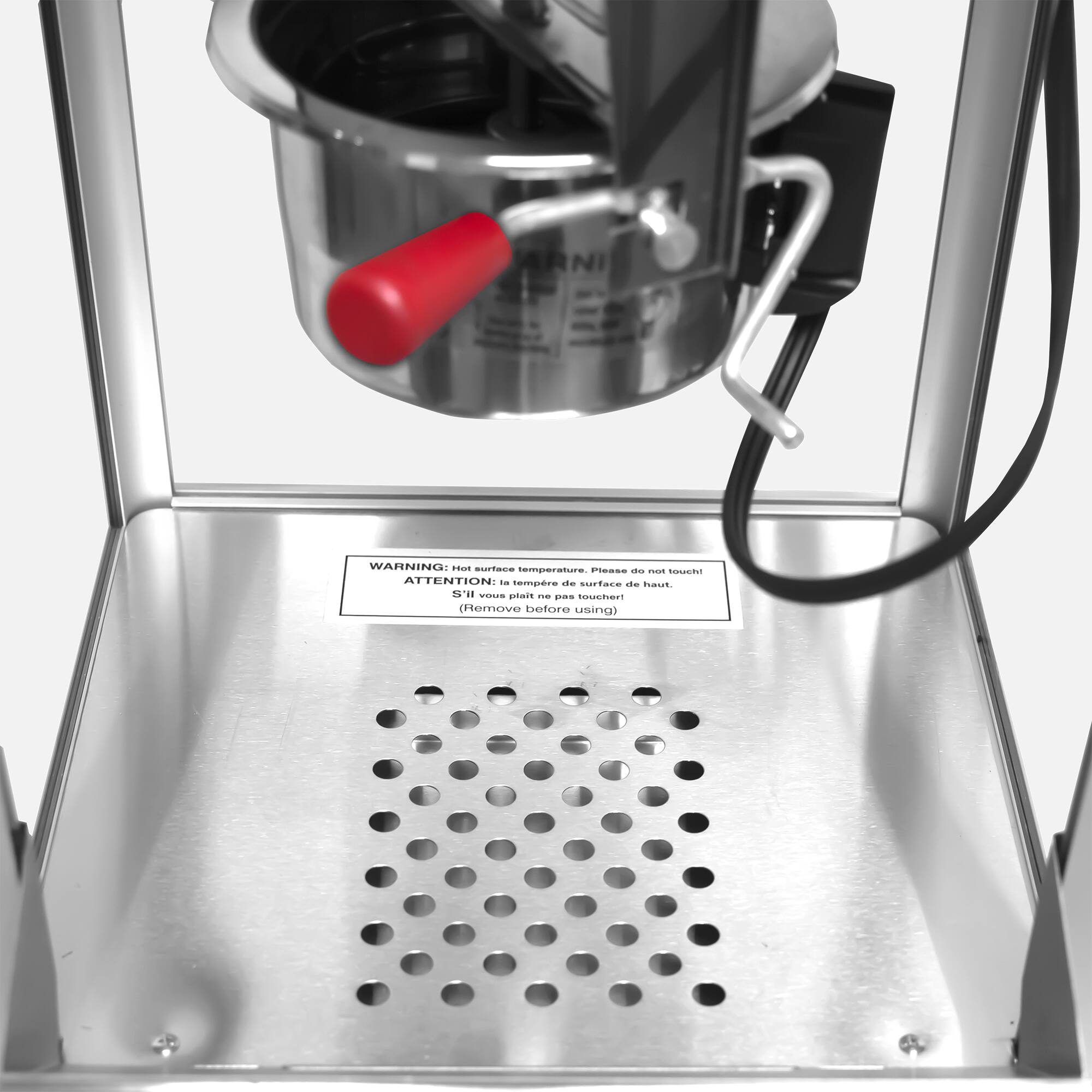 **WARNING: Hot surface temperature. Please do not touch!**  
**ATTENTION: La surface de haut est chaude. Ne la touchez pas!**  
**SII va la temperatura. No tocar!**  
**(Remove before using)**